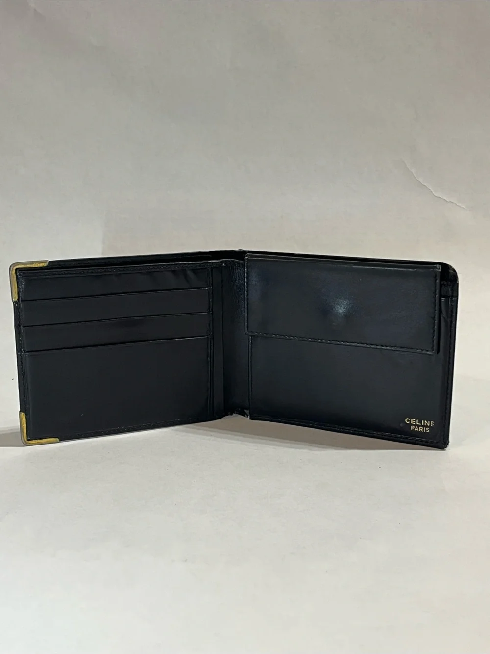 Celine Vintage Blason Black Leather Bifold Wallet